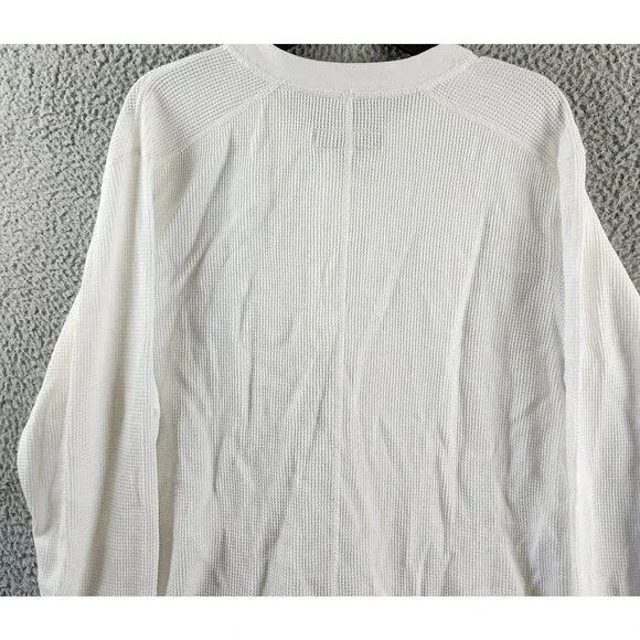 rag & bone Waffle Knit Henley Top Men's XL White Solid Long Sleeve Pullover - Picture 15 of 15